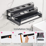 BlueFire Storage Holder for Dyson,3 Layer Design Hair Airwrap Organizer,Stainless Steel Blow Dryer Holder for Home Bathroom Suitable for All Walls
