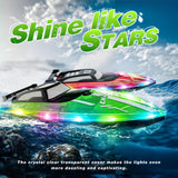 JOI MEW RC Boat with LED Lights for Kids, 2.4Ghz Remote Control Racing Boats for 8-12,Toy Water Boat for Pools & Lakes with Waterproof,Rechargeable Battery, for Boys Girls Green