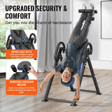 VEVOR Inversion Table, 300 lbs Capacity Heavy Duty Inversion Table, Decompression Back Stretcher Machine, Strength Training Equipment with Headrest, Ankle Lock, Adjustable Protective Belt, Blue/Black