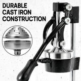 ARINOO Kitchen Cast Iron Citrus Juicer,Manual Hand Press Orange Juicer,Heavy Duty Countertop Squeezer for Lemon,Orange, Easy to Use & Clean（Black)