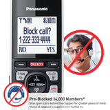 Cordless Phone with Advanced Call Block, Link2Cell Bluetooth, One-Ring Scam Alert, and 2-Way Recording  (Black with Silver Trim) Panasonic