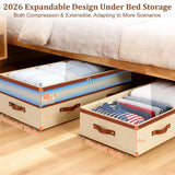 Dolicer 2 Pack Under Bed Storage with Wheels, 6in-10in Height Adjustable Underbed Storage Containers, 92L XXXL Under Bed Drawers Rolling Bin with Clear Lids for Dorm Shoes Clothes Organizers(Beige)