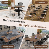 10-Pack Modular Folding Conference Table with Wheels, 55.1" Flip Top Mobile Training Table