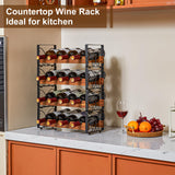 Stackable Wine Rack for 16 Bottles, 4 Tier Wine Storage Cabinet Shelf, Freestanding Wine Organizer X-cosrack