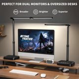 SIBRILLE LED Desk Lamp, Ultra Wide Computer Light, Dimmable Desk Light with USB Fast Charger, Adjustable Foldable Eye Caring Office Desk Lamp for Monitor Work Gaming Home Study