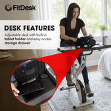 FitDesk Standing Exercise Bike Desk 3.0, Adjustable Height Indoor Cycling Trainer with Laptop Tray, Portable Stationary Fitness Desk for Home Office, Foldable Workstation, Supports 300 lbs