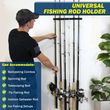 Rush Creek Creations, Ceiling Fishing Rod Holder for 6 Rods, Fishing Pole Holder for Garage Organization and Wall Storage, for Fishing Reels, Fishing Gear, and Fishing Accessories (2 Horizontal Rack)