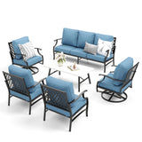 MIXPATIO 6-Piece Patio Conversation Set, Swivel Chairs, Coffee Table