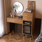 DinaiteEain 39.76" Modern Makeup Vanity Desk Without Mirror, Walnut Vanity Table with Drawers & Storage Cabinet, Small Space Dressing Table for Bedroom, Apartment & Home Office