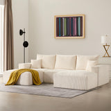 40" Oversized Square Corduroy Ottoman, Large Ottoman Pouf Footstool, Beige