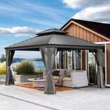 Domi 10'X12' Gazebo, Hardtop Gazebo for Patio with Drainage System, Gray