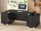 Executive Desk with Power Outlet and File Drawer, Modern Home Office Desk with 3 Large Cabinets and Privacy Panel