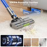 Honki Cordless Vacuum Cleaner for Home, Powerful Stick Vacuum with Rechargeable Battery, Green Light Anti-Tangle Brush, 6-in-1 Lightweight Handheld Vacuum for Pet Hair, Hard Floor, Carpet, Blue