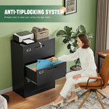 Letaya 3 Drawer File Cabinets with Lock,Metal Lateral Filing Storage Cabinet Printer Stand