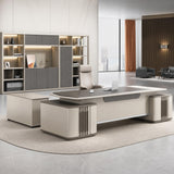 HHEvergreenEnsemble Executive Desk with Double-Layer Tabletop (110.24IN)