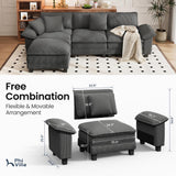 PHI VILLA Sectional Cloud Couch L Shaped 4-Seat Modular Sofa with Ottoman