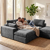 ReeQuo 120" Oversized Modular Sectional Sofa, Boneless Couch for Living Room, Modern Comfy 5 Seat U Shaped Cloud Couch Sectional with Movable Ottoman, Removable Covers, 28" Extra Deep Seat, Dark Grey
