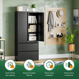 Letaya File Cabinet for Home Office, Metal Storage Cabinets with Adjust Shelves and Lock,2 Drawers Filing Cabinets-Hang Legal/Letter/A4/F4 Size Filing-Black