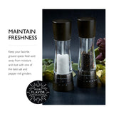 Cole & Mason H332293 Derwent Black Wood Salt and Pepper Mills, Gourmet Precision+, Adjustable Grind, Stained Beech/Acrylic, 190 mm, Gift Set, Includes 1 Salt and 1 Pepper Grinders
