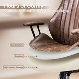 HOOOWOOO Faux Suede Leather Home Office Desk Chair,MCM Modern Ergonomic Task Work Chair,Computer Gaming Chair with Cushion Seat Lumbar Support Reclining High Back for Long Hours(Chocolate Brown)