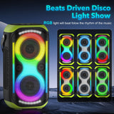 TYOTY Bluetooth Speaker 160W Loud Wireless Outdoor Portable Big Powerful Deep Bass Sound TWS Large Home Party Speakers with Subwoofer LED Lights