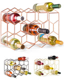 Gusto Nostro Countertop Wine Rack - 14 Bottle Freestanding Modern Metal Wine Rack - 3 Tier Tabletop Wine Holder Stand for Cabinet (Small, Rose Gold)