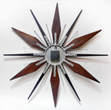 Infinity Instruments Utopia Mid-Century 30 inch Wood and Metal Wall Clock, Walnut Dark Wood