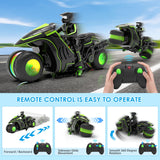 iappadore Remote Control Motorcycle, 2026 New Edition with RGB Color-Changing Wheels and Exclusive Sideways Glide, Ready-to-Play with 2 Batteries, 2.4GHz RC Stunt Bike Gift for Kids Boys Girls 5-12