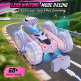 Hamdol Remote Control Car for Girls, Double-Sided Color Design Stunt RC Vehicle, Upgraded 4WD USB-C Rechargeable Toy, 2.4GHz Fast Electric STEM Toy, Birthday Age 6+