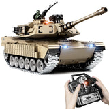 Supdex 1:18 RC Tank That Shoot BBS, 2.4G Metal M1A2 Abrams Remote Control Tank Model Toys, Army Toy with Smoke, Lights, Sound and Recoil,Military RC Vehicle for Adults and Kids 6+ Year Old