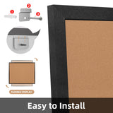 Board2by Extra Large Cork Bulletin Board 48" X 48", Black Wood Framed 4'x4' Corkboard for Wall, Wall Mounted Notice Pin Board with 18 Push Pins for School, Home & Office