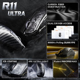 ATTACK SHARK R11 Ultra 8K Carbon Fiber Wireless Gaming Mouse,PAW3950MAX 42K DPI Sensor,49g Superlight Ergonomic Computer Mice with Tri-Mode,70M Switch Cloud Driver for Win/Mac/PC Gamer,Ink Blade