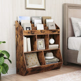Kids Bookshelf, Toy Storage Organizer, Bookshelf for Kids, 5 Compartments and 3-Layer Shelves, Bookcase Footboard
