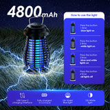 Bug Zapper Outdoor & Indoor,Cordless Portable Mosquito Zapper with Rechargeable 4800mAh Battery & Auto On/Off,Mosquito Repellent Outdoor Patio,Electric Fly Trap for Camping,Kitchen,Backyard,Patio