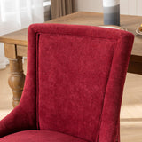 MOOLSUN Fabric Dining Chairs Set of 6, High Back Side Chairs, Modern Padded High-End Tufted Upholstered Chairs with Button-Tufted Back & Rear Pull Tabs, Solid Wood Legs Burgundy(Wood Legs)