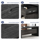 L-Shaped Executive Desk with Drawer & Cabinet, Modern Office Desk with Storage