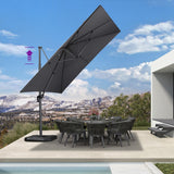 PURPLE LEAF Patio Telescopic Umbrella 11.5' x 11.5' Up Down Lifting Grey
