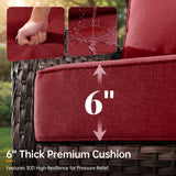 moosprr Outdoor Chair Cushions Set of 3, Waterproof 24x24 Patio Chair Cushion, 6" Thickened Seat Cushion for Outdoor Furniture, Couch Cushion Replacement, Include 3 Back & 3 Seat Cushions, Thick/Red