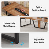 Tribesigns 8FT Conference Table Set of 2, Large Meeting Podcast Table for 10 People, Business Style Wooden Training Table with Strong Metal Frame for Office Conference