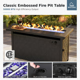 MFSTUDIO 4 Piece Metal Patio Furniture Set with Fire Pit Table,Peacock Blue