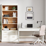 5-Shelf Bookcase with File Cabinet Drawer, 72" Tall Bookshelf