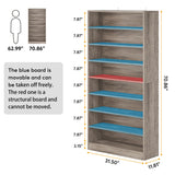 Tribesigns 2PCS Shoe Cabinet, 9 Tiers 40-45 Pairs Heavy Duty Wood Freestanding Shoe Storage Cabinet, 70.8'' Tall Shoe Cabinet with Open Storage for Entryway (Beige Gray)