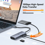 USB C Hub Dual 4K@60Hz USB C Adapter for Dell HP, 100W PD USB C Splitter