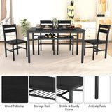 Hooseng Dining Table Set for 4, Wood Kitchen Table Chairs Set with Storage
