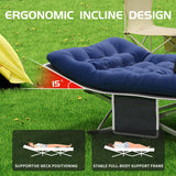 Aivernses Camping Cot, Camping Cot for Adults, Heavy Duty Folding Bed with Mattress，Portable Cot Bed with Carry Bag, Outdoor & Home Office Nap, Max Load 600 LBS, Blue