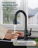 FORIOUS Touchless Kitchen Faucet with Pull Down Sprayer, Black Hands-Free Smart Motion Sensor Sink Faucet Single Handle Contemporary, Suitable for Farmhouse Laundry Camper RV Bar
