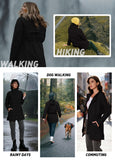 ATLASLAVA Women Rain Jacket Waterproof Raincoat with Hood Breathable Long Windbreaker Trench Coat Black XL