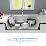 MONSINTA White Kitchen Sink, White Granite Composite Kitchen Sinks with Accessories, 30 Inch Undermount Quartz Stone Kitchen Sink, 30" x 19" x 9" Large and Deep Single Bowl Kitchen Sinks