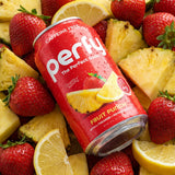 PERFY Caffeine Free Fruit Punch Soda | Made With Real Fruit Juice – Low Sugar Nootropic Drink with L-Theanine + Ashwagandha | Calming Adaptogen Mocktail | Keto + GLP-1 Friendly | Sweetened with Stevia & Monk Fruit | (12-Pack Healthy Functional Soda Altern
