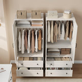 GarveeHome Armoire Wardrobe Closet with 2 Drawers,72 in Wooden Wardrobe Cabinet with Hanging Rod, Tall Clothing Armoire Cabinet with Doors and 18 Adjustable Shelves for Bedroom, Clothes, Rustic White